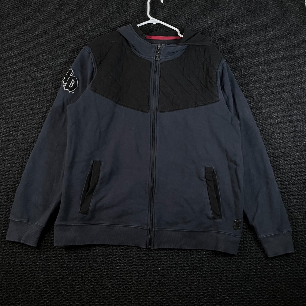 VTG Harley Davidson Dark Gray Black Biker Full Zip Hooded Sweater Men's Size 2XL
